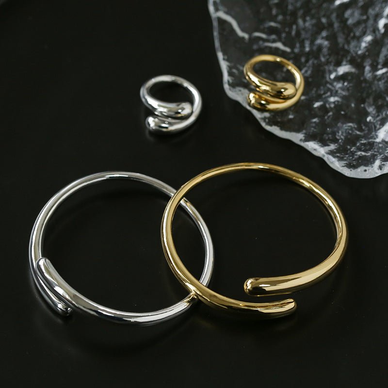 Metal Style Water Drop Adjustable Open Ring - floysun