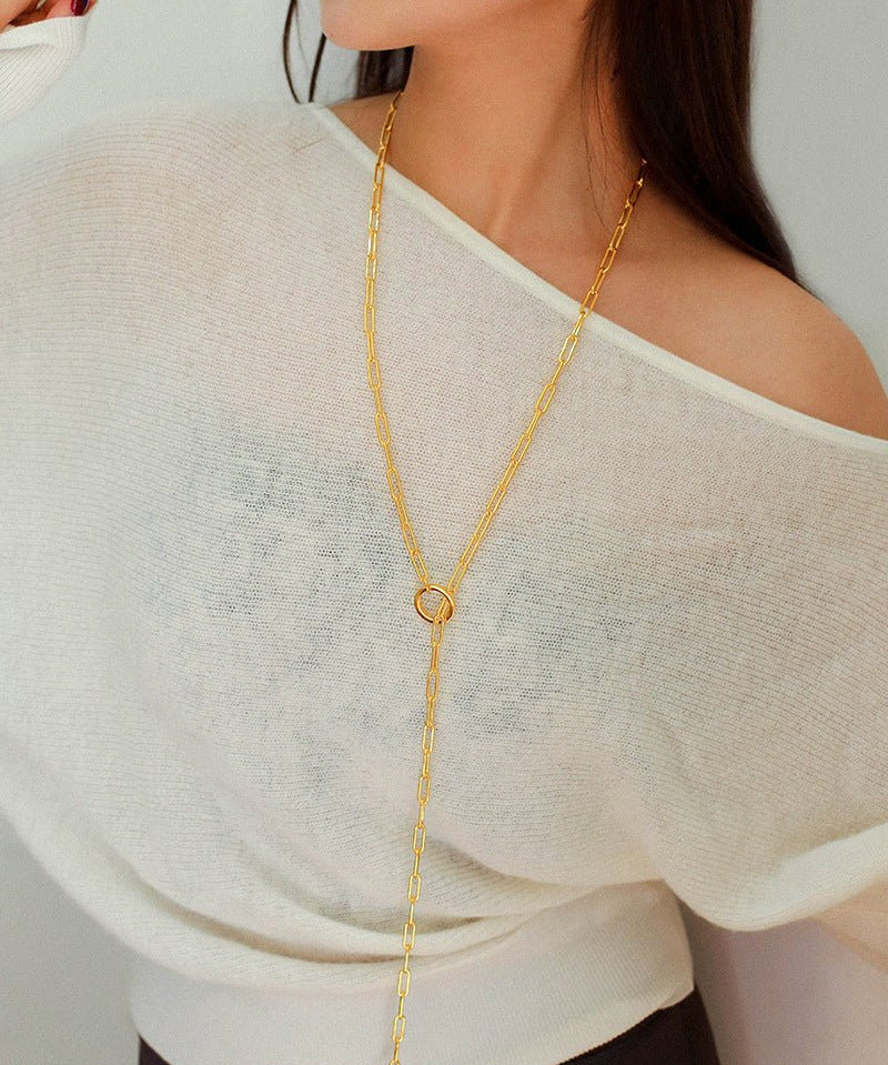 Metal Y-Shape Chain Sweater Chain Necklace - floysun