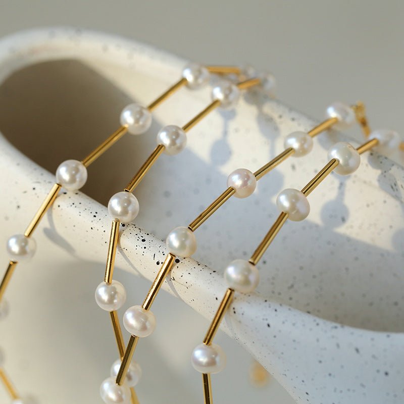 Metallic Inlay Pearl Necklaces - floysun
