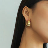 Metallic Striped C-shaped Earrings - floysun