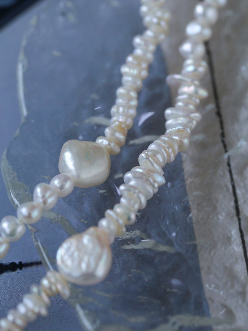 Minimalist Patchwork Baroque Pearl Necklace - floysun