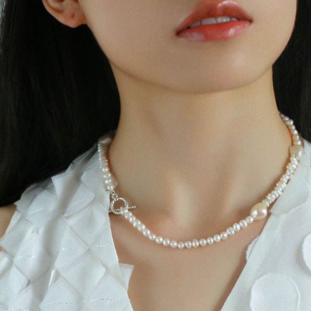 Minimalist Patchwork Baroque Pearl Necklace - floysun