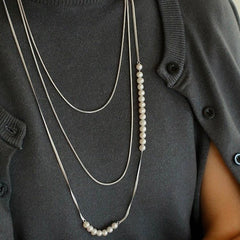 Minimalist Serpent Bone Chain Pearl Y Necklaces - floysun