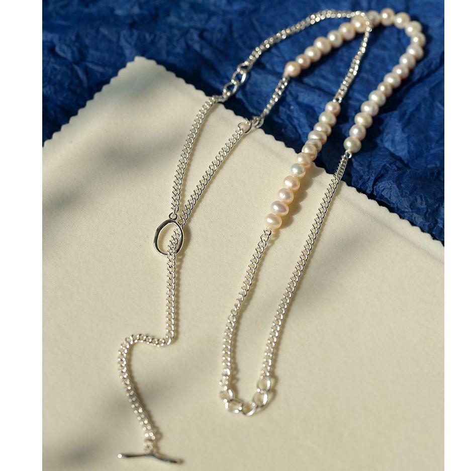 Minimalist Serpent Bone Chain Pearl Y Necklaces - floysun