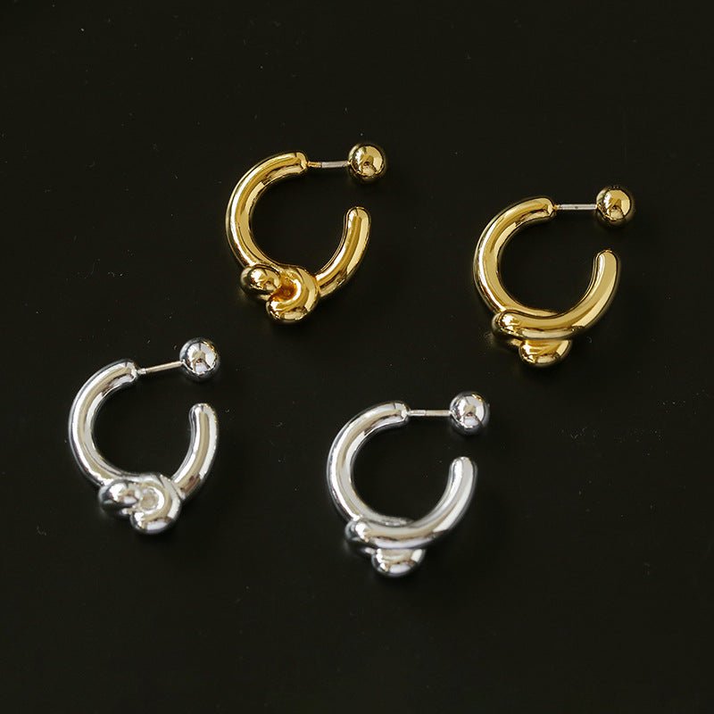 Modern Metallic Knotted Earrings - floysun