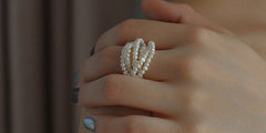 Multi-layer Rice Grain Woven Pearl Ring - floysun