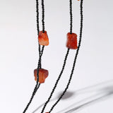 Multi-Layered Red Agate and Black Obsidian Long Necklaces - floysun