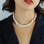 Multilayer Rice Grain Pearl Collar Necklace - floysun