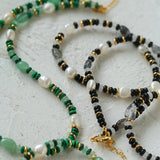 Multiple Irregular Colored Agate Jade Necklace -Black - floysun