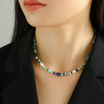 Multiple Irregular Colored Agate Jade Necklace -Blue - floysun