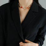 Multiple Irregular Colored Agate Jade Necklace -Red - floysun