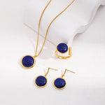 Natural Lapis Lazuli Stone Round Earrings - floysun