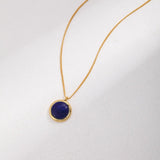 Natural Lapis Lazuli Stone Round Necklace - floysun