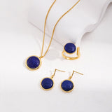 Natural Lapis Lazuli Stone Round Necklace - floysun