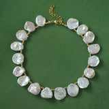 Natural Large Petal Baroque Pearls Necklace with Gold Bean - floysun