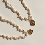 Natural Pearl Queen Engraved Pendant Necklace - floysun