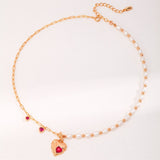Natural Pearl Red Corundum Love Necklaces - floysun