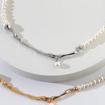 Natural Pearl Splice Metal Necklace - floysun