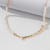 Natural Pearl Splice Metal Necklace - floysun