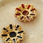 Natural Red and Black Onyx Stone Flower-shaped Natural Pearl Brooches - floysun