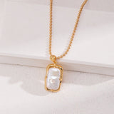 Natural Square Pearl Pendants Gold Beads Necklaces - floysun