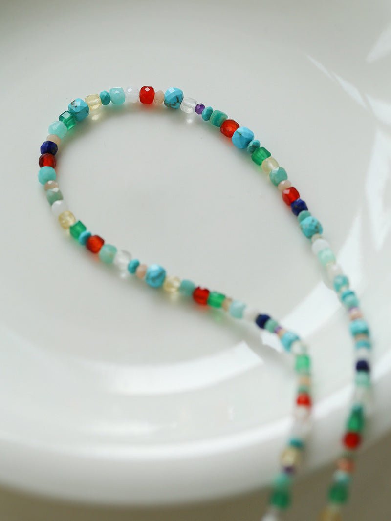 Natural Stone Colored Stone Beaded Necklace - floysun