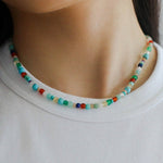 Natural Stone Colored Stone Beaded Necklace - floysun