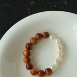 New Chinese Wood Grain Beaded Pearl Stretch Bracelet - floysun