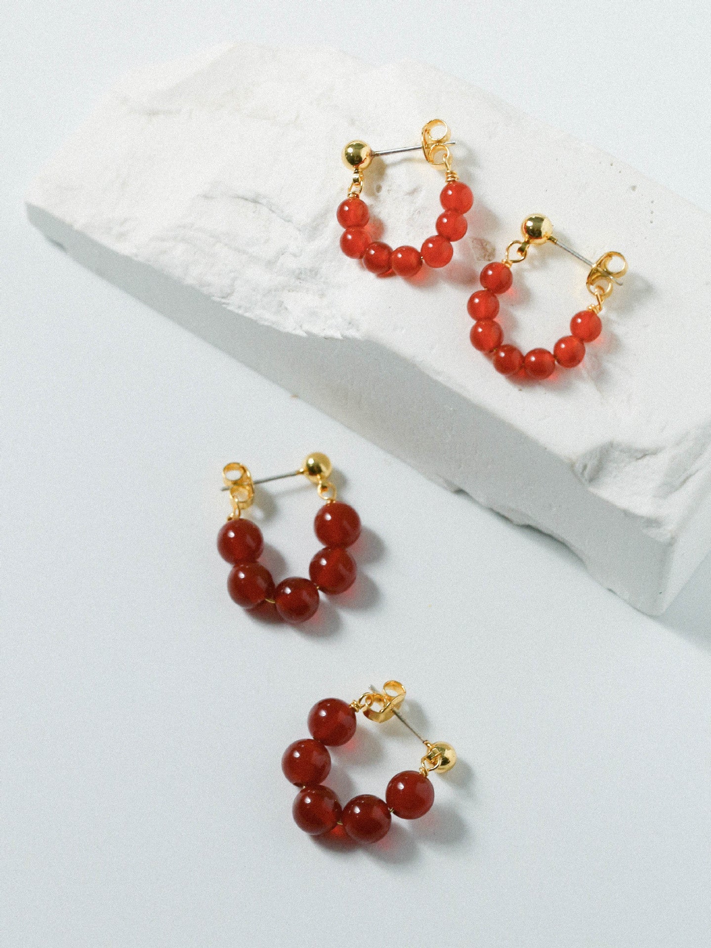 New Year's Red Agate Stone Beaded Earrings - floysun