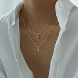 Opal Eye Drop Double Layer Necklace