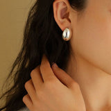 Oval Glossy Stud Earrings - floysun