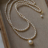 Palace Double Layer Long Pearl Necklace - floysun