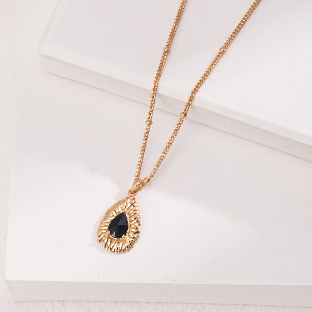 Palace Style Gold Black Zircon Necklace - floysun