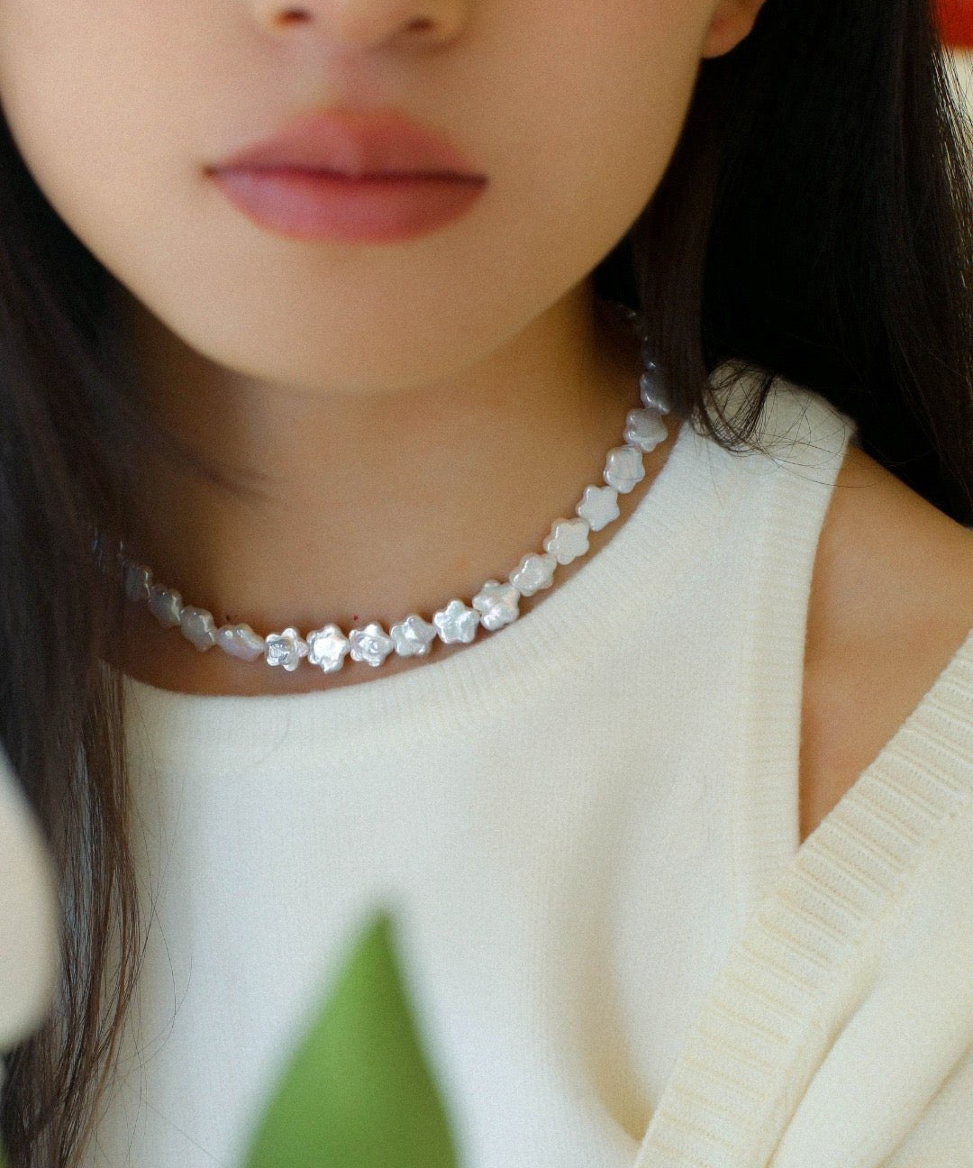 Peach Blossom-shaped Baroque Pearls Necklace - floysun