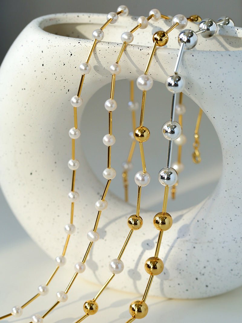 Pearl And Gold Ball Necklace - floysun