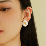 Petal Baroque Pearl Letter Earrings - floysun