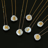 Petal Baroque Pearl Letter Pendants Necklaces - floysun
