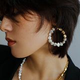 Petal Pearl Patchwork Metal Earrings - floysun