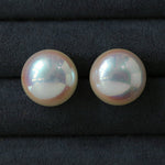 Pink Flat Round Steamed Bun Pearl Earrings (Buy one get one) - floysun
