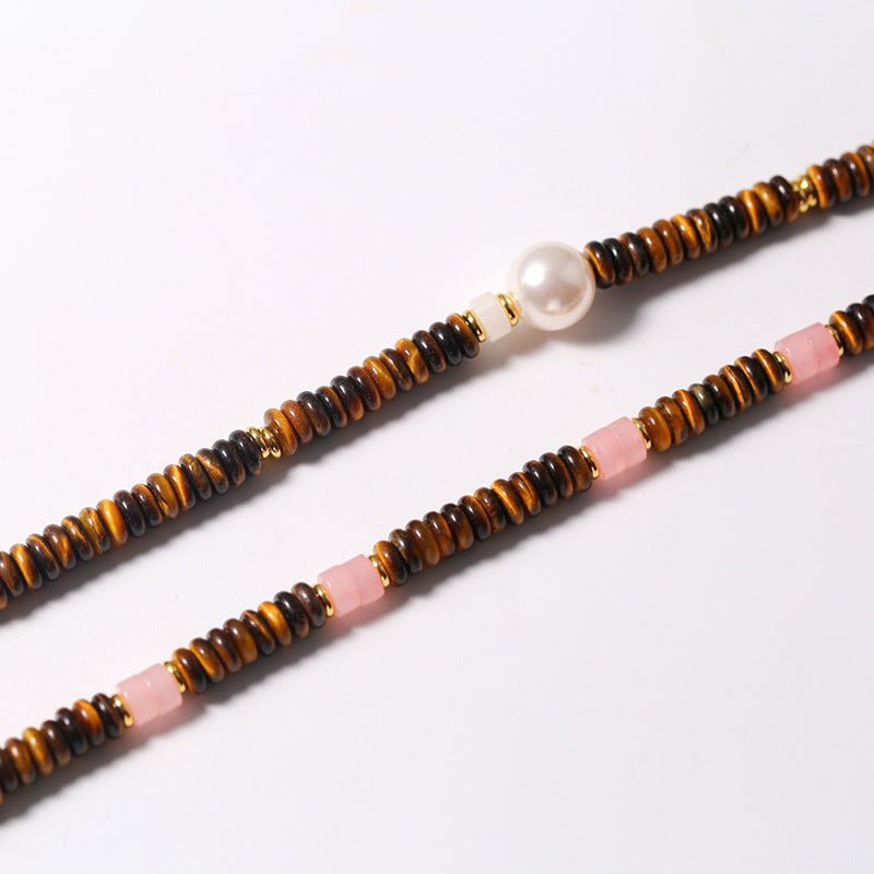 Pink Tiger Eye Stone Necklace - floysun