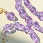 Purple Baroque Glass Single Layle Pearl Necklace - floysun