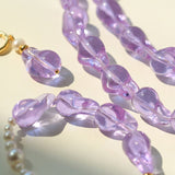 Purple Baroque Glass Single Layle Pearl Necklace - floysun