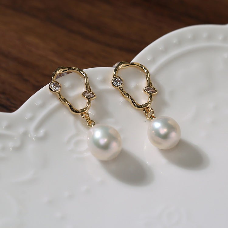 Radiant Baroque Pearl Zircon Drop Earrings - floysun