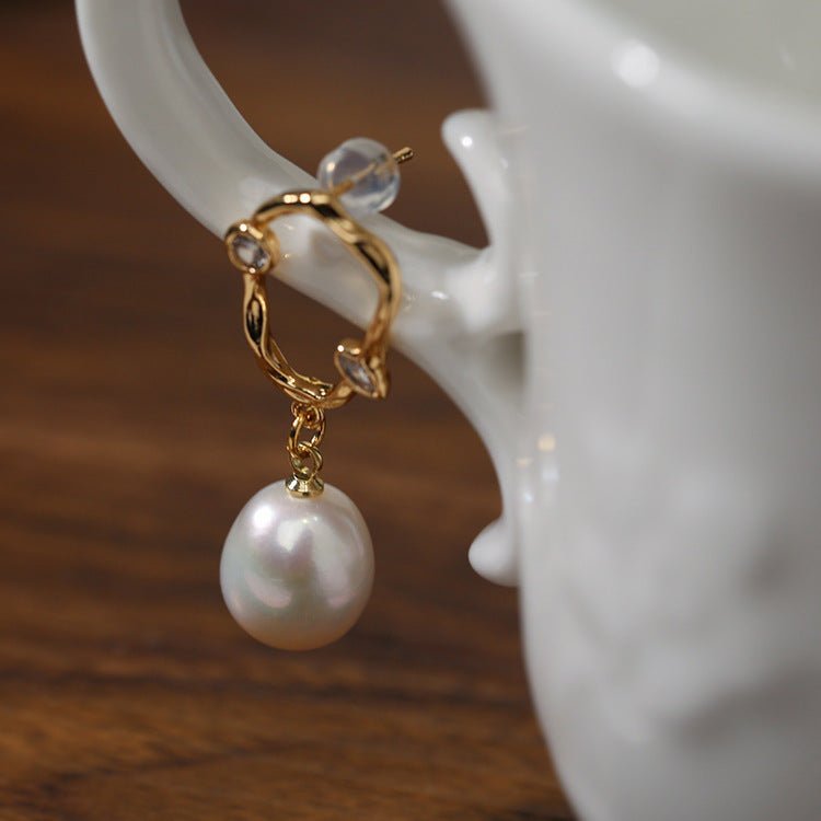 Radiant Baroque Pearl Zircon Drop Earrings - floysun