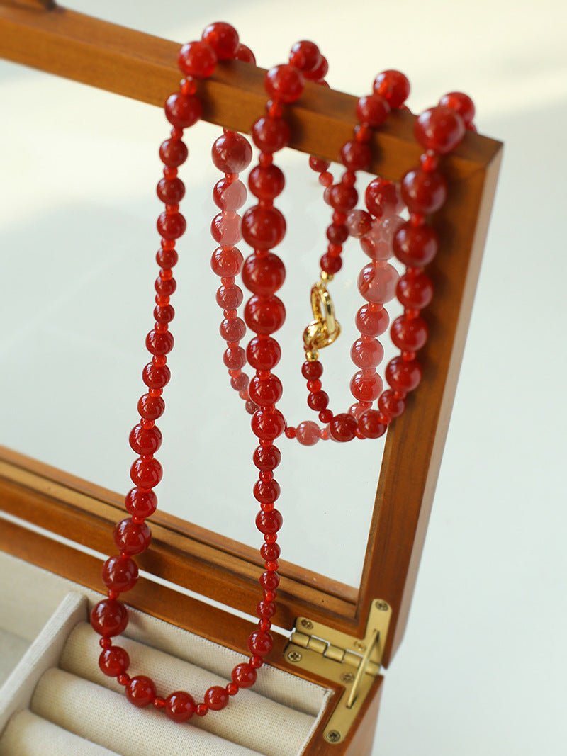 Red Agate Crystal Long Necklaces - floysun