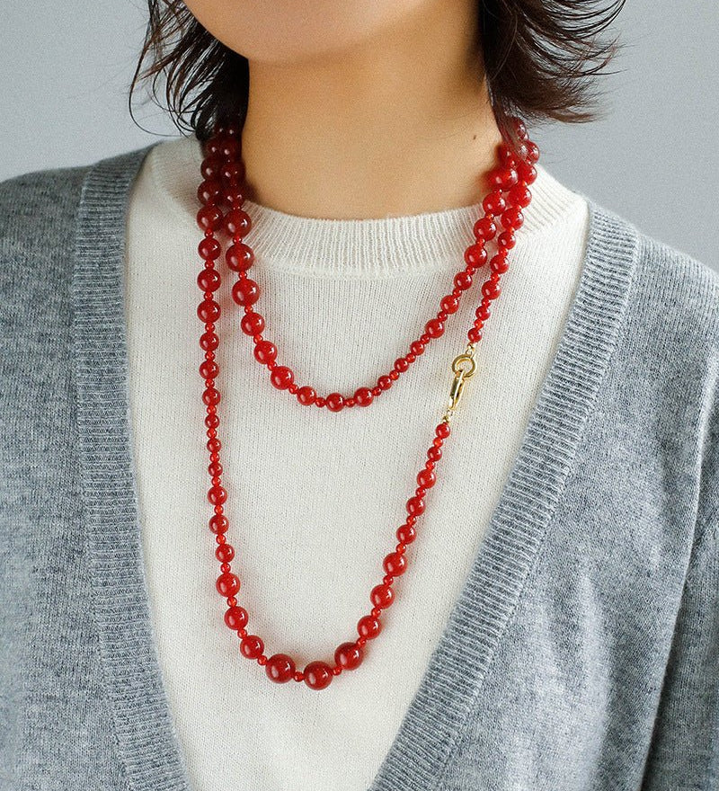 Red Agate Crystal Long Necklaces - floysun