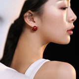 Red Cherry Enamel Glaze Earrings - floysun