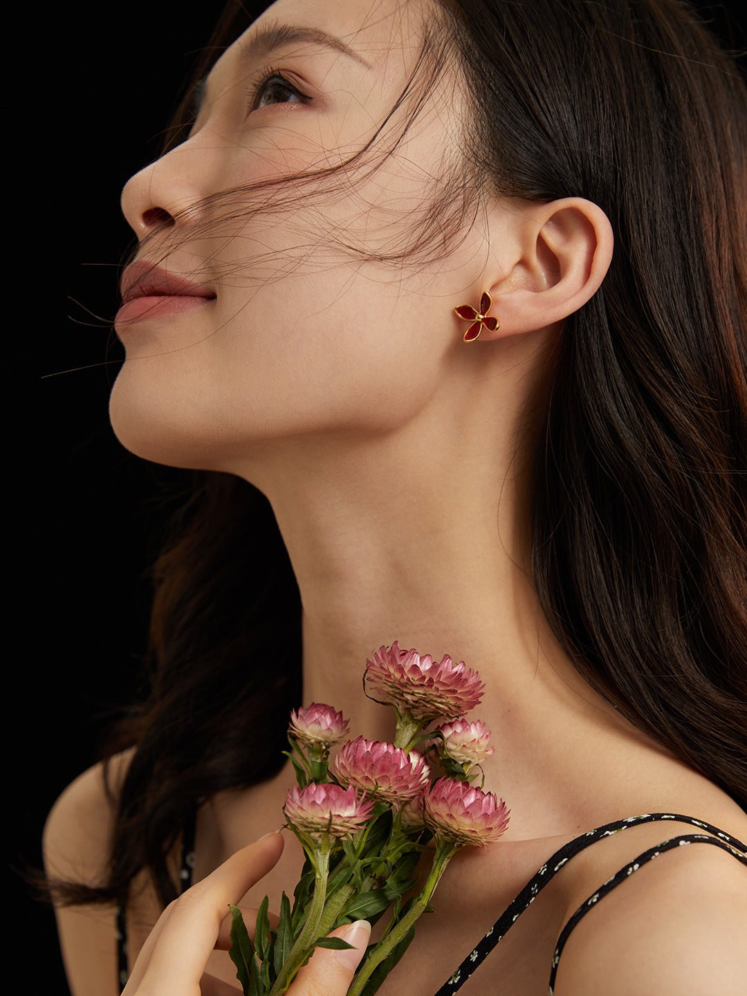 Red Drip Glaze Earrings Flower – Vitality in Bloom - floysun