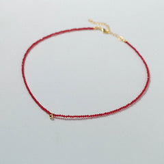 Red Spinels Small Gold Bean Necklaces - floysun