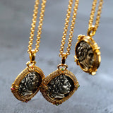 Red Zircon Apollo Silver Coin Necklace - floysun